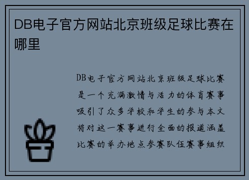 DB电子官方网站北京班级足球比赛在哪里
